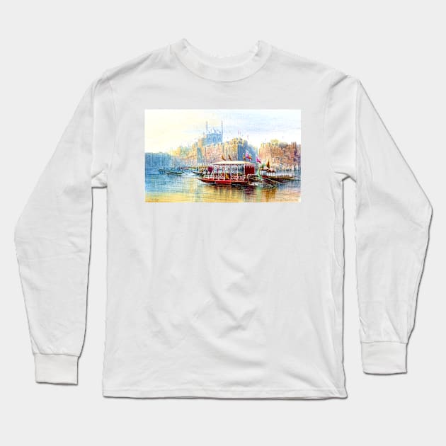 Benares/Varanasi by Nicholas Chevalier Long Sleeve T-Shirt by rocketshipretro